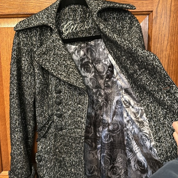 Guess Wool Blend Herringbone Peacoat - XS - Picture 10 of 17